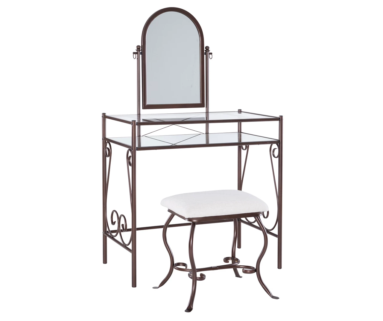 Heather Metal Adjustable Mirror Vanity Set With Stool - Image 2