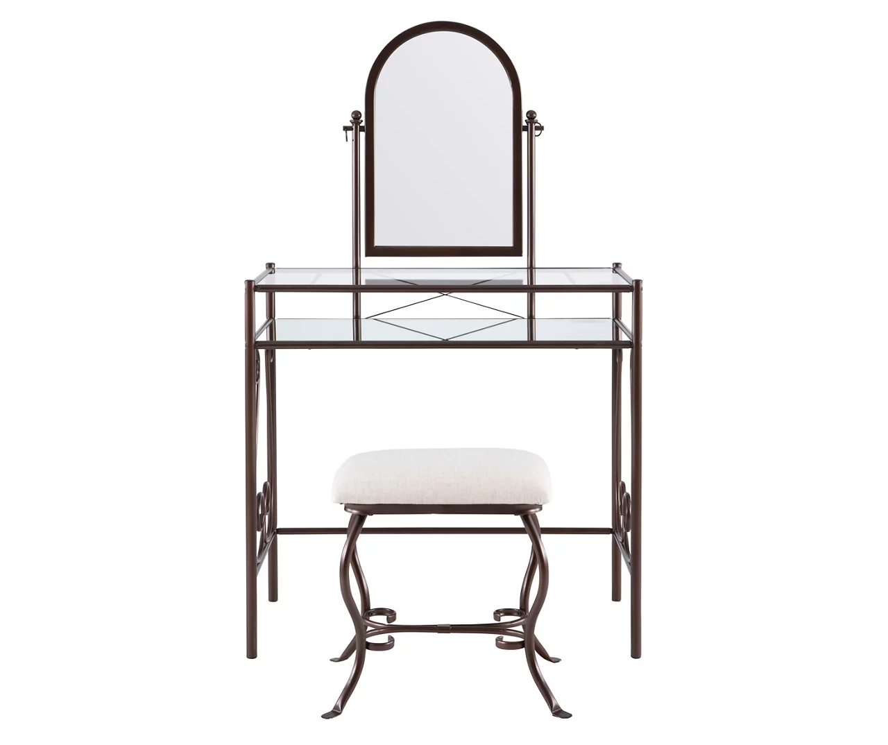 Heather Metal Adjustable Mirror Vanity Set With Stool - Image 3