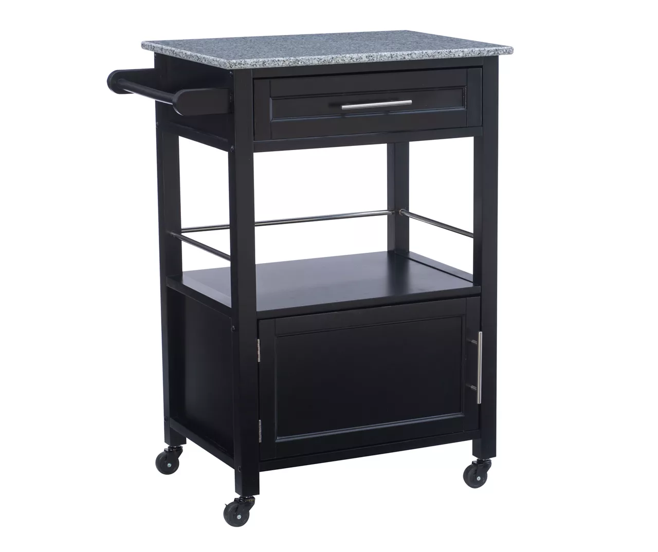 Ree Black Granite Top Kitchen Cart With Storage - Image 3