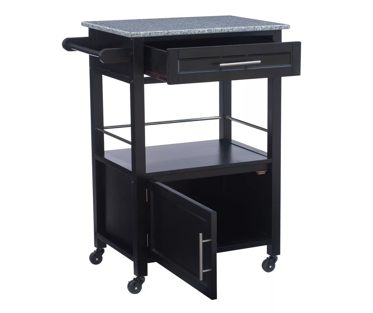 Ree Black Granite Top Kitchen Cart With Storage - Image 5