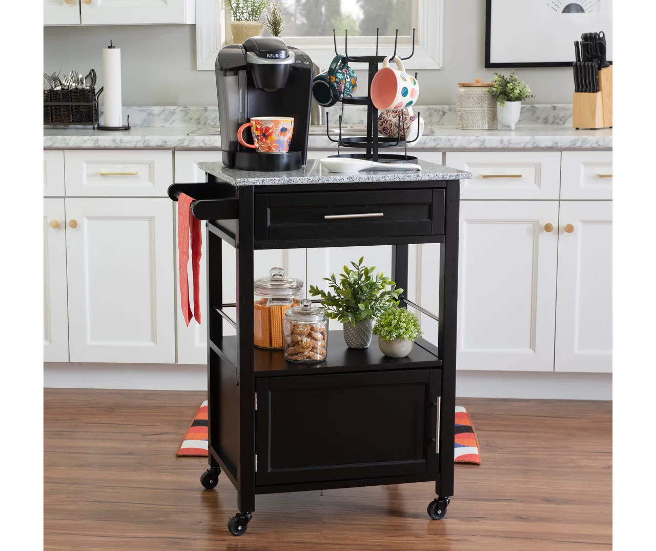 Ree Black Granite Top Kitchen Cart With Storage - Image 7