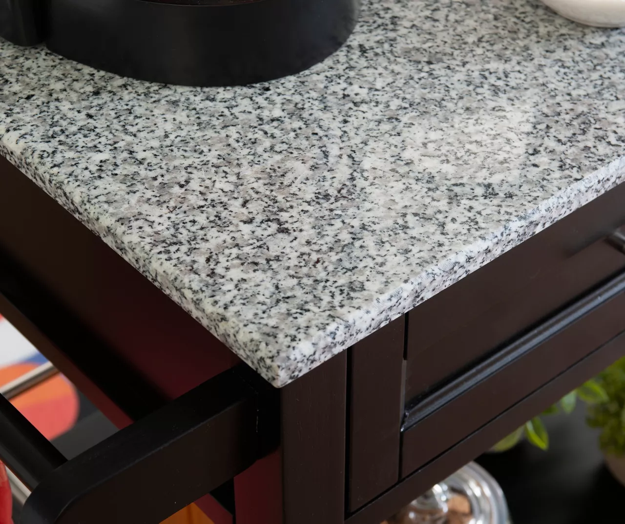 Ree Black Granite Top Kitchen Cart With Storage - Image 9