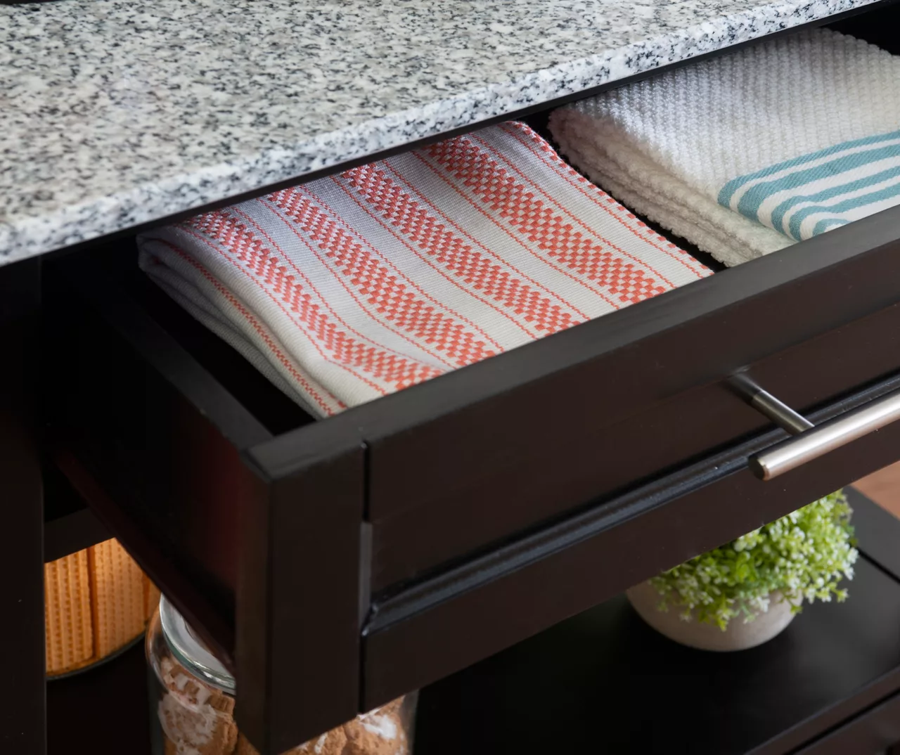 Ree Black Granite Top Kitchen Cart With Storage - Image 10