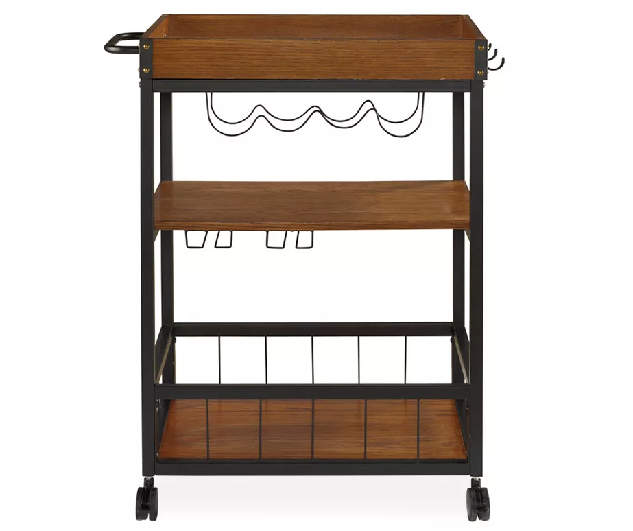 Luke Industrial Kitchen Cart With Wine Storage - Image 3