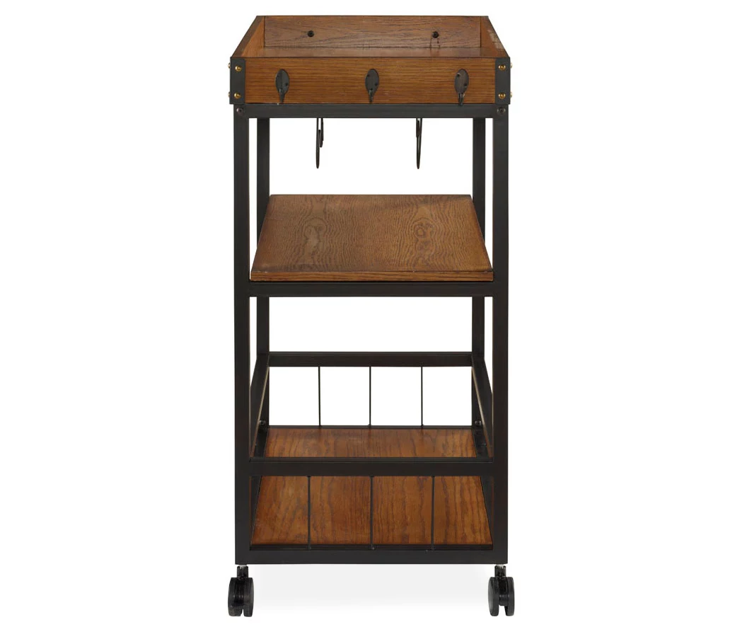 Luke Industrial Kitchen Cart With Wine Storage - Image 4
