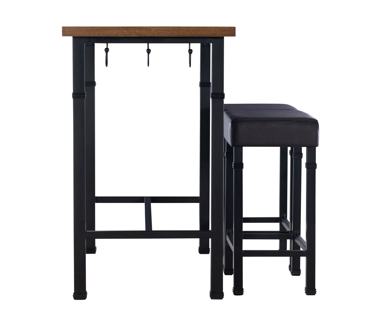 Luke Industrial 3-Piece Pub Table Set With Hooks - Image 4