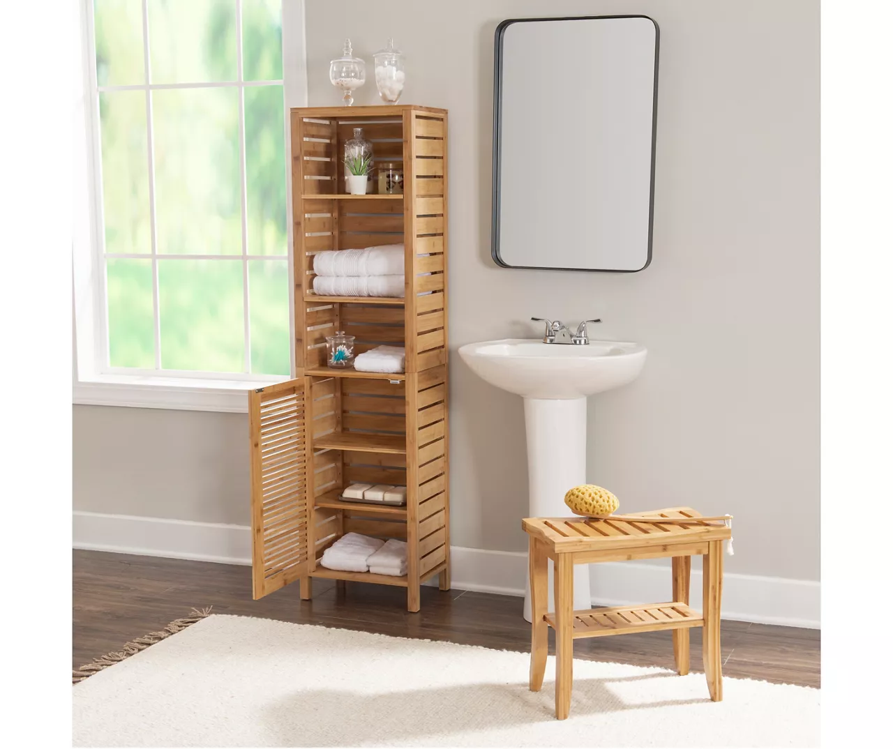 Pierce Bamboo 3-Shelf Tall Cabinet - Image 8