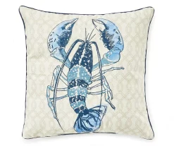 Blue Lobster Outdoor Throw Pillow