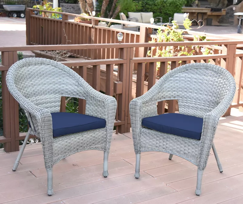 Gray All-Weather Wicker Cushioned Patio Chairs, 2-Pack - Image 3