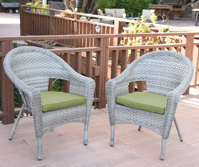 Gray All-Weather Wicker Cushioned Patio Chairs, 2-Pack - Image 2