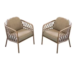 Aurora Pines All-Weather Wicker Patio Cushioned Chairs, 2-Pack