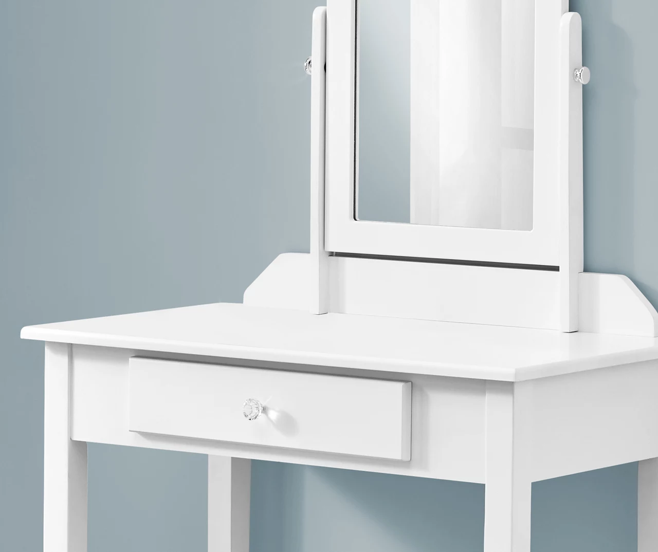White Wood Vanity With Mirror - Image 4