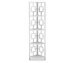 White Square 4-Shelf Corner Bookcase