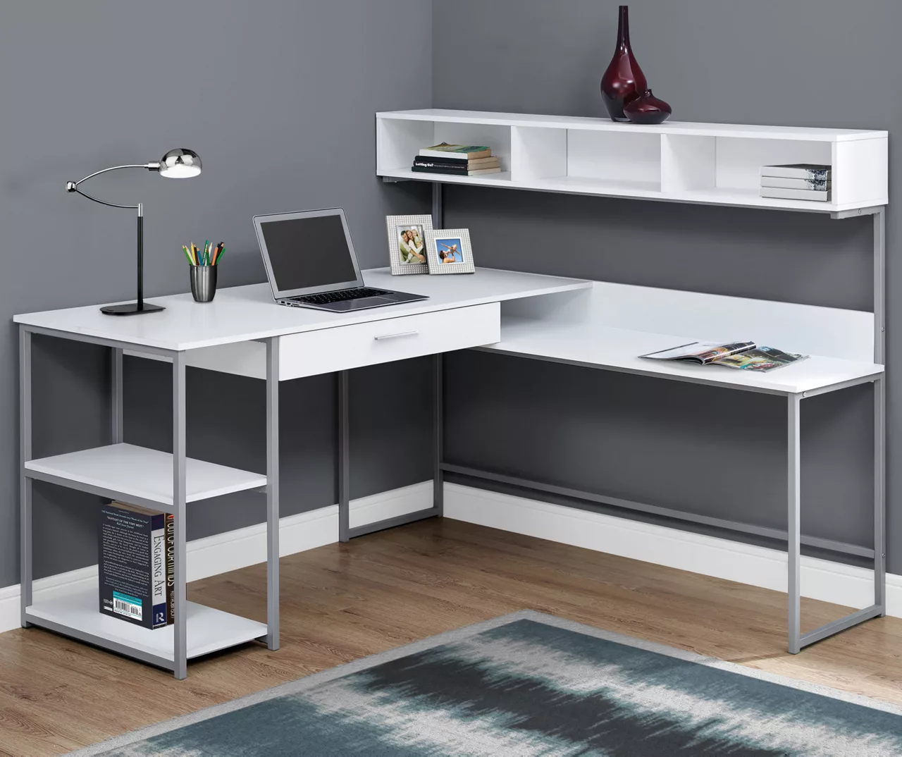 Monarch L-Shaped Corner Desk With Hutch - Image 7