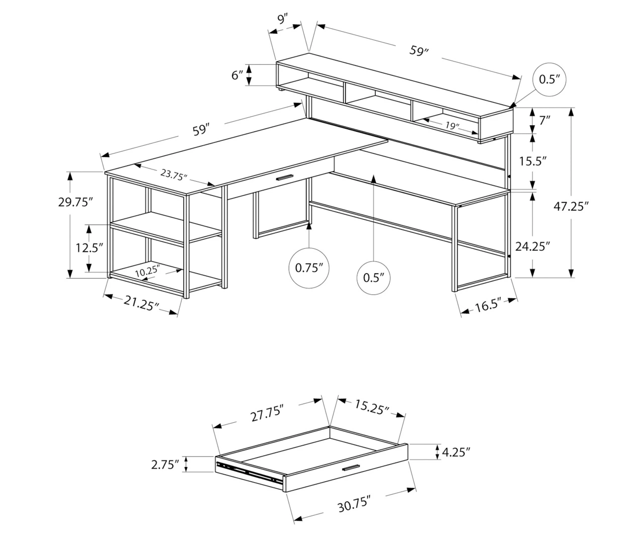Monarch L-Shaped Corner Desk With Hutch - Image 8