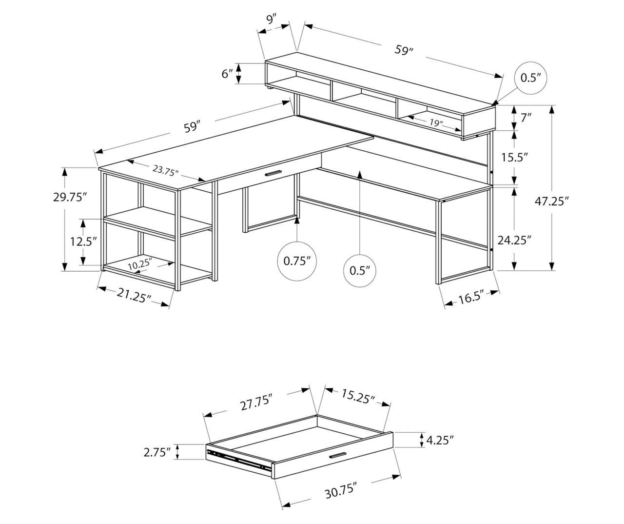 Monarch L-Shaped Corner Desk With Hutch - Image 4