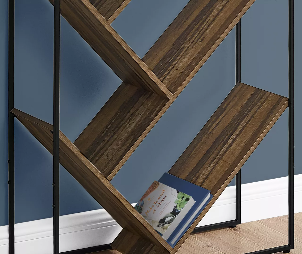 Brown 5-Shelf Slanted Bookcase - Image 4