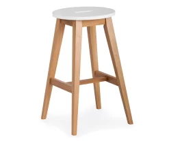 25.59" Oak & White Abacus Wood Counter Stool