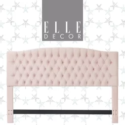 French Blush Pink Celeste Upholstered Queen Headboard