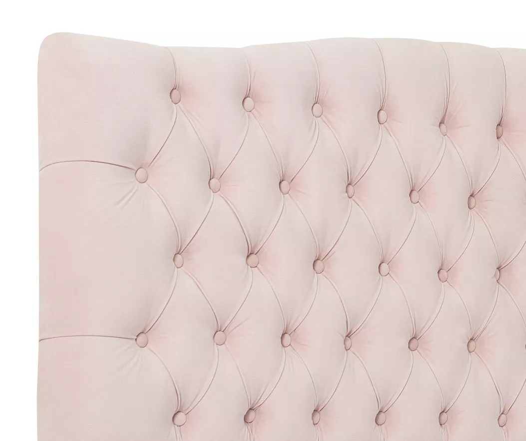 French Blush Pink Celeste Upholstered Queen Headboard - Image 5