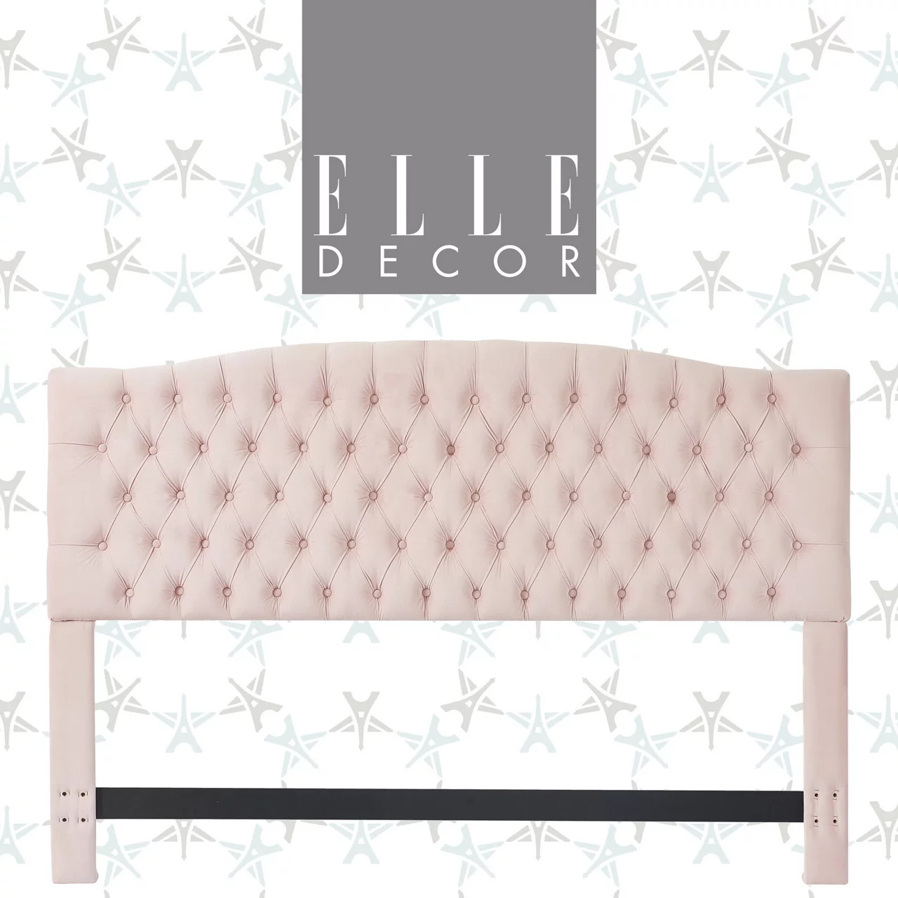 French Blush Pink Celeste Upholstered Queen Headboard
