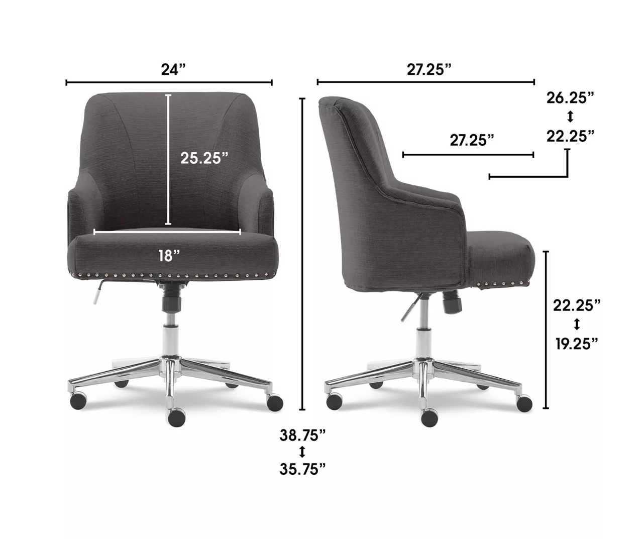 Leighton Dark Gray Memory Foam Fabric Office Chair - Image 12
