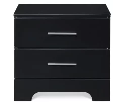 Black Hudson 2-Drawer Wood Nightstand
