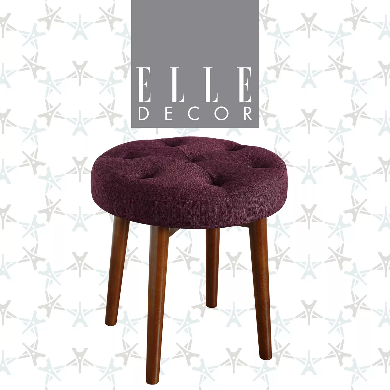 Penelope Eggplant Tufted Stool - Image 6