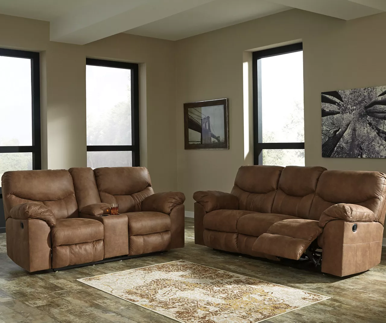 Boxberg Bark Faux Leather Reclining Sofa - Image 4