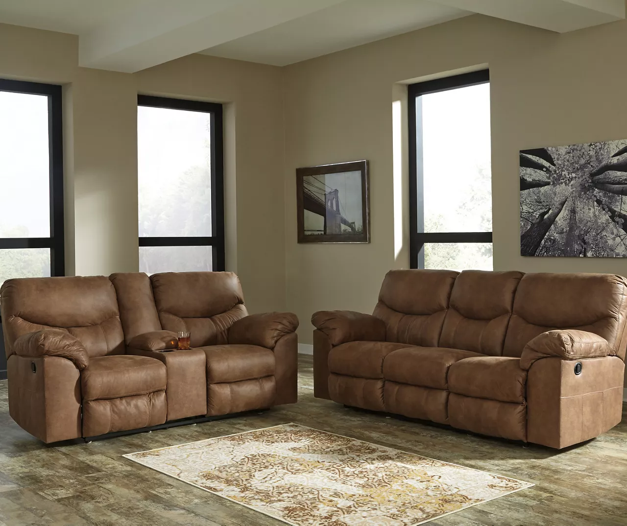 Boxberg Bark Faux Leather Reclining Sofa - Image 2
