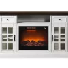 60" Brown & White Glass Door Fireplace Console
