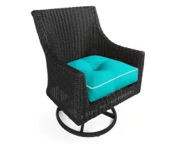 Turquoise 4-Piece Outdoor Wicker Chair Cushion Set