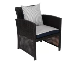 Navy Blue Tick Stripe 4-Piece Reversible Deluxe Outdoor Chair Cushions Set