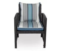 Captain's Blue Stripe 4-Piece Reversible Deluxe Outdoor Cushion Set