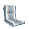 Captain's Blue Stripe High-Back Reversible Outdoor Chair Cushion