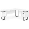 White & Black 3-Drawer L-Shaped Corner Desk