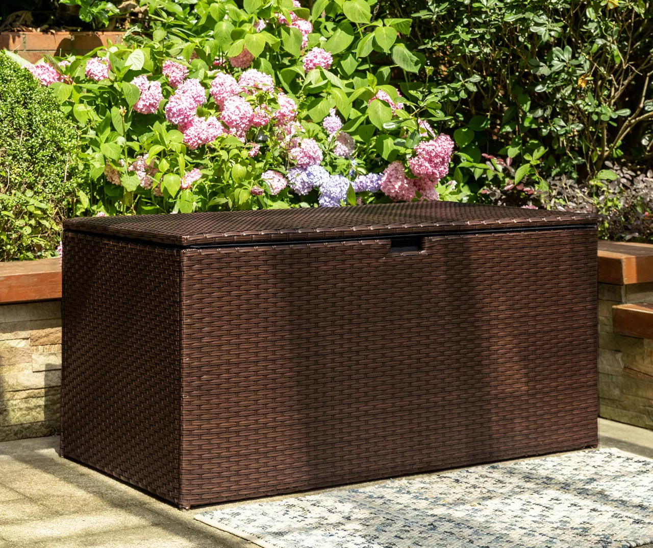 Brown 140-Gallon All-Weather Wicker Storage Deck Box - Image 2