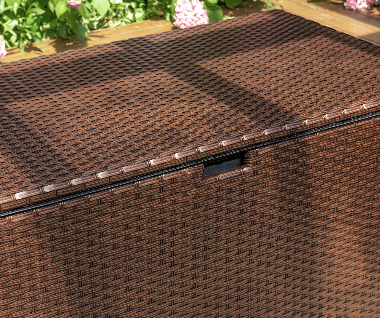 Brown 140-Gallon All-Weather Wicker Storage Deck Box - Image 5