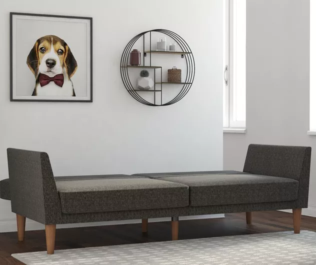 Regal Gray Linen Convertible Sleeper Futon - Image 2