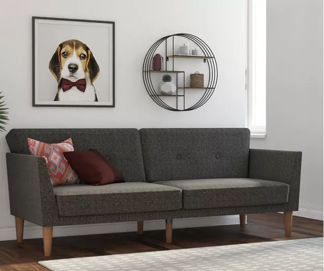 Regal Gray Linen Convertible Sleeper Futon - Image 3