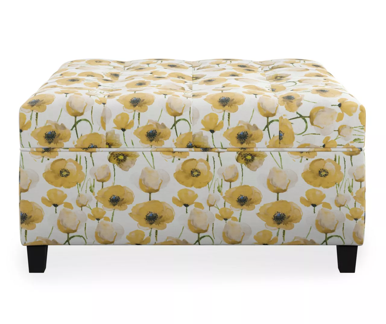 Golden Poppy Wood Leg Storage Ottoman - Image 7