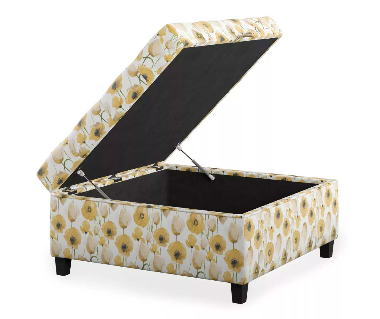 Golden Poppy Wood Leg Storage Ottoman - Image 2