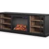 70" Fowler Black Electric Fireplace Console