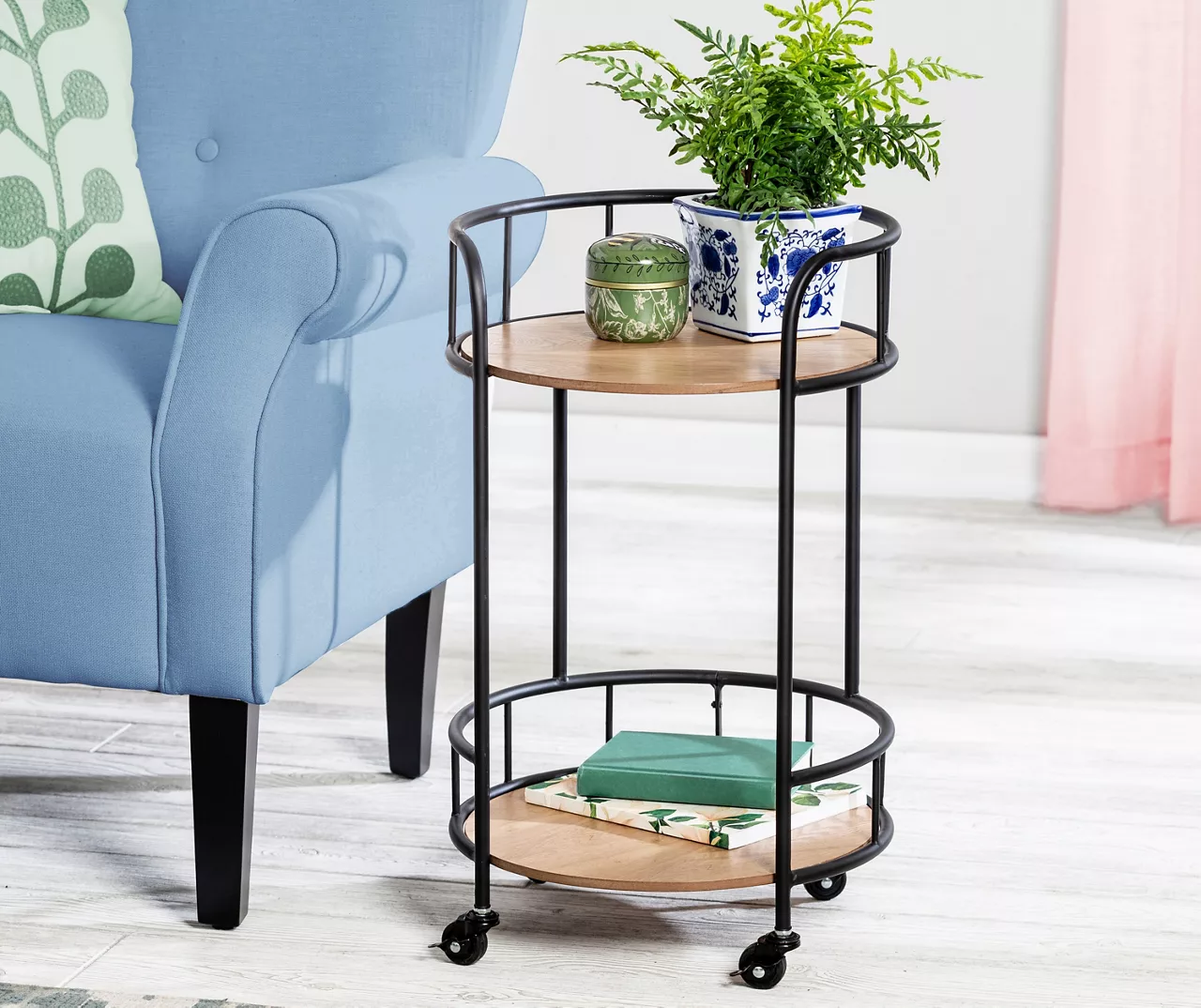 Rolling 2-Tier Side Table - Image 2