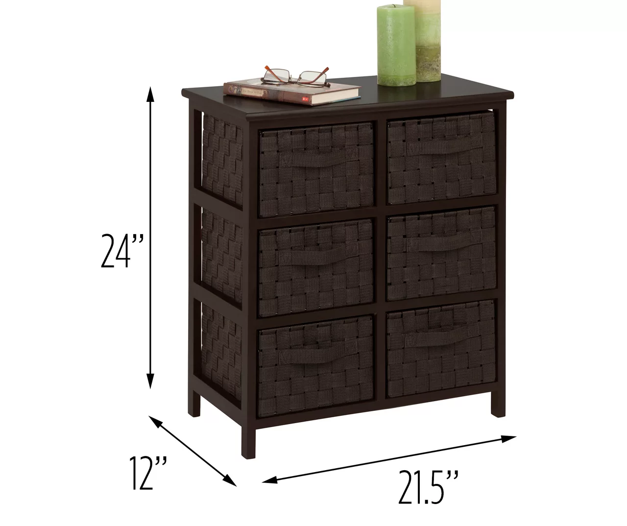 Black 6-Drawer Woven Strap Chest - Image 4