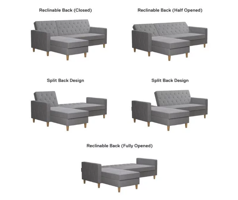 CosmoLiving Liberty Gray Chenille Sectional Storage Futon - Image 6