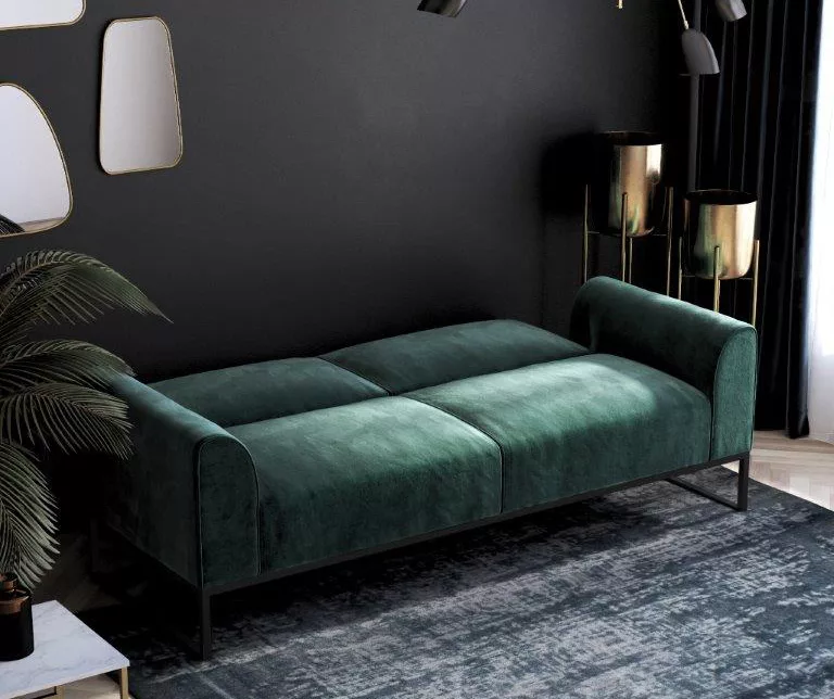 CosmoLiving Adley Teal Velvet Coil Convertible Sleeper Futon - Image 2