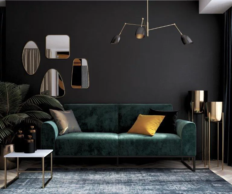 CosmoLiving Adley Teal Velvet Coil Convertible Sleeper Futon - Image 3