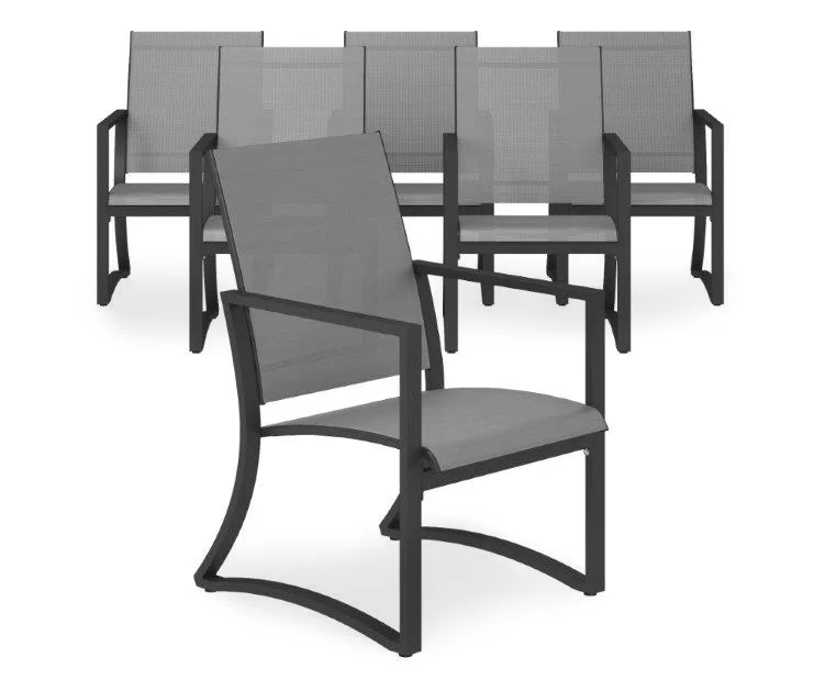COSCO Capitol Hill Gray Sling Patio Dining Chairs, 6-Pack - Image 2