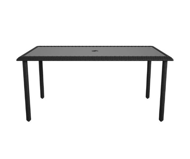 Lakewood Ranch Black Glass & Wicker Patio Dining Table - Image 3